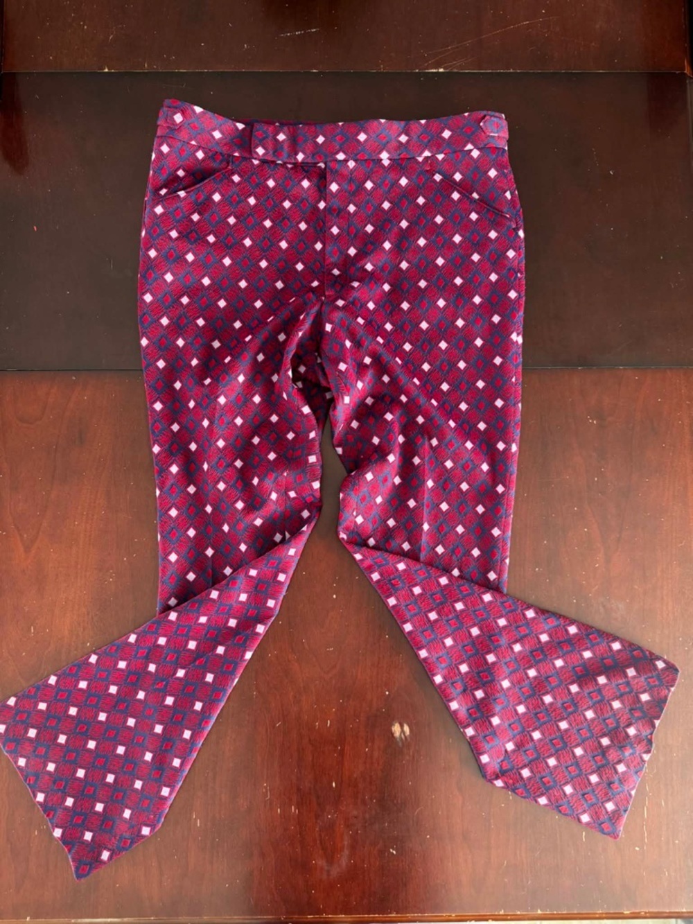 Swagger RARE Geometric Diamond Pants Retro Hippie Mod Disco Vintage 70s Trousers - Picture 2 of 5